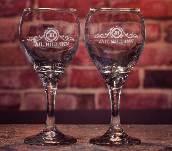 Jail Hill Etched Wine Glasses