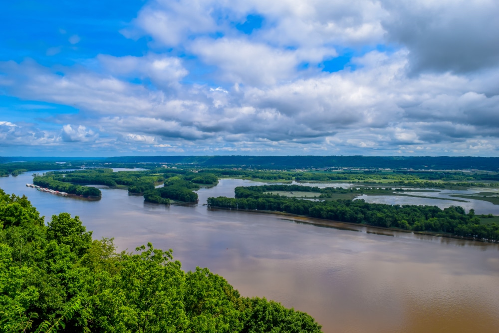 Beautiful view of the Mississippi River along the Great River Road Near Galena IL