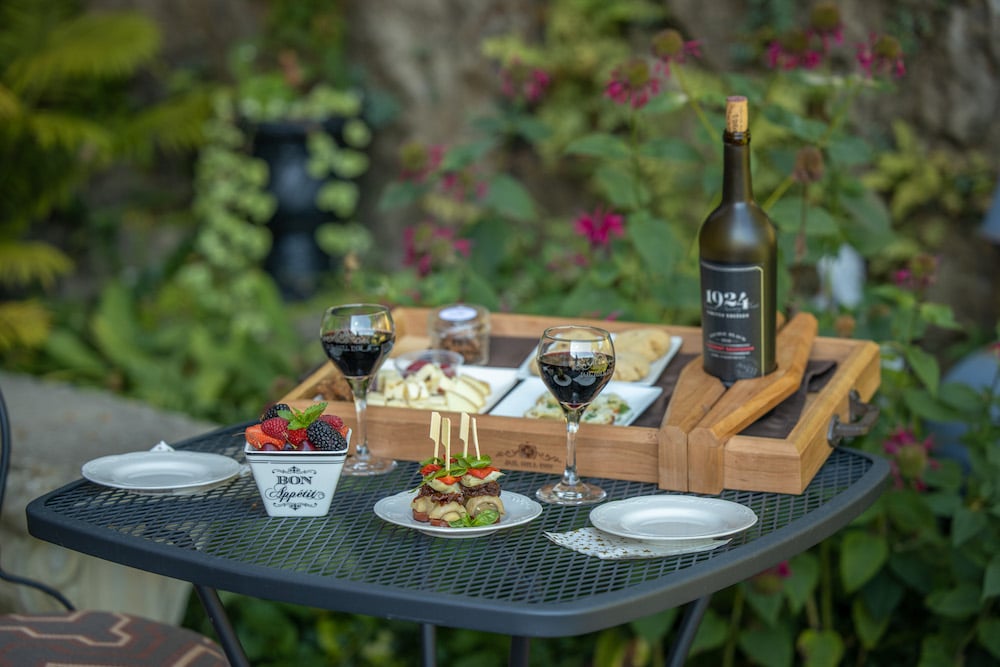 One of the best things to do in Galena, Illinois is to enjoy this delicious wine and appetizer tray at our Galena Bed and Breakfast!