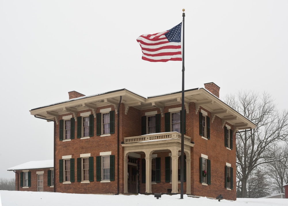 Ulysses S Grant Home in the snow - one of the best things to do in Galena Illinois in Winter