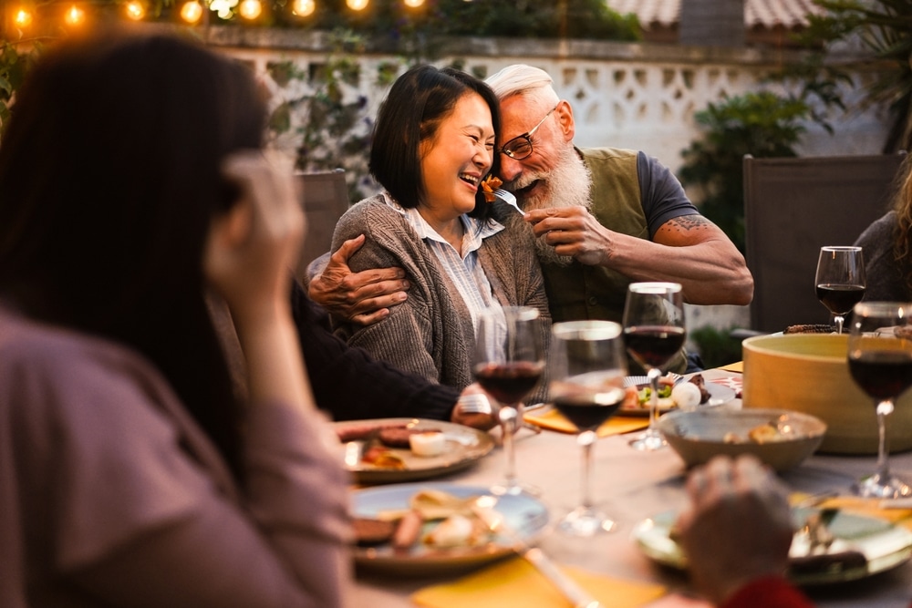 Senior couple enjoying a meal outside at the top restaurants in Galena, IL