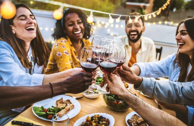Friends enjoy outdoor dining at one of the restaurants in galena il.
