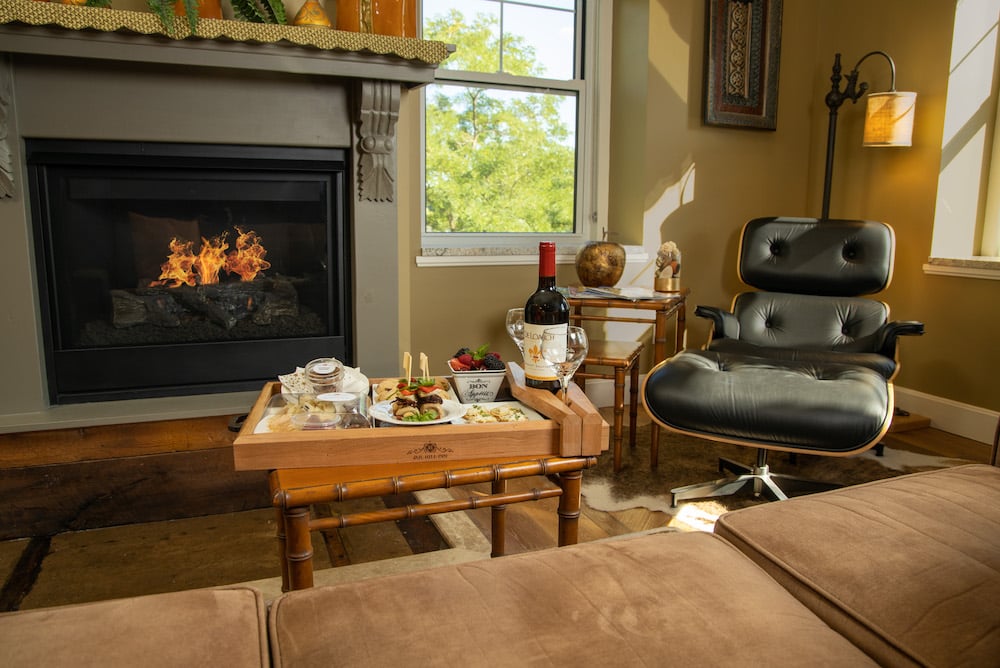 Relax and Unwind in front of the fire - we offer the best place to stay in Galena, IL near all the best bars in Galena and other things to do in Galena, IL