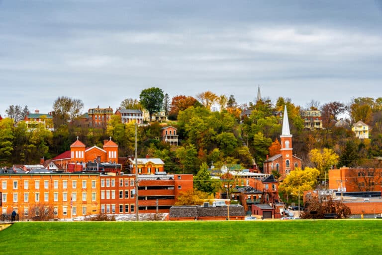 downtown Skyline of Galena in the fall - near our Galena Bed and Breakfast