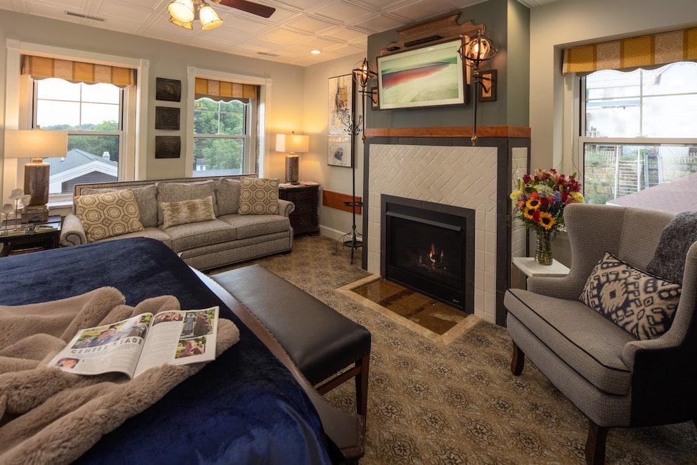 Cozy guest room at the best Galena Lodging for romantic getaways in Illinois