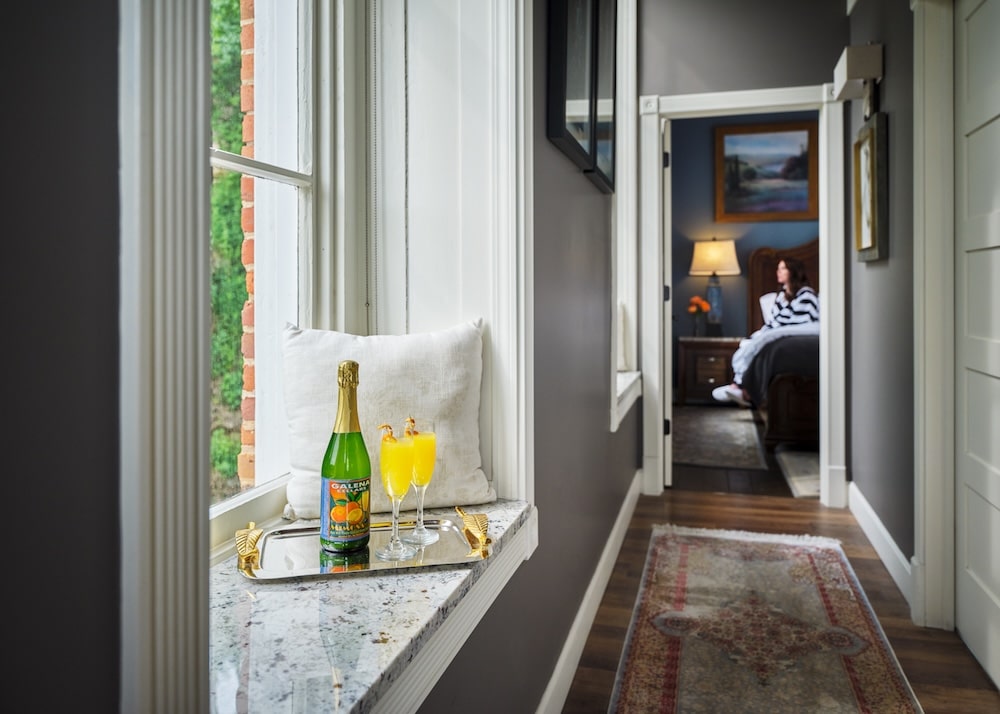 Sharing Mimosas in our guest room is one of the most romantic things to do in Galena, IL