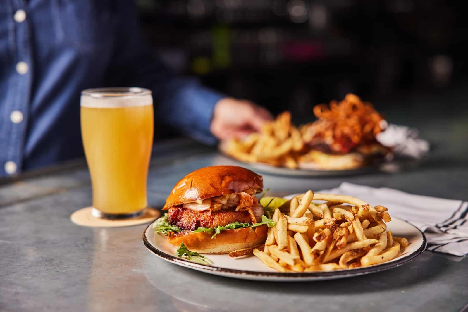 The Best Restaurants in Galena, IL: A Local's Guide 2 Delicious burger meal with fries and beer at one of the restaurants in Galena IL.